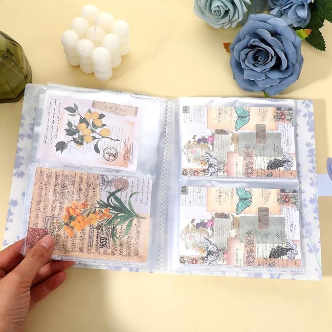 144 Slots Wisteria Flower Nail Art Artistic Stickers Storage Book Transparent Decals Organizer Tools DIY Design Manicure Decoration Empty Photo Display Showing Collecting Album Holder (Floral)