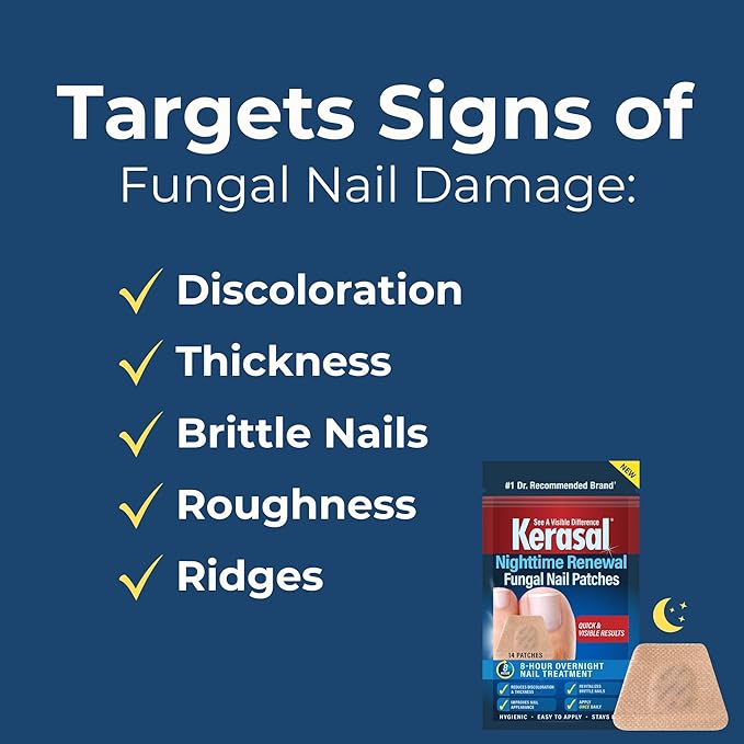 Kerasal Nighttime Renewal Fungal Nail Patches - 14 Patch 3 Pack - Overnight Nail Repair for Nail Fungus Damage, 8-Hour Nail Treatment Restores Healthy Appearance