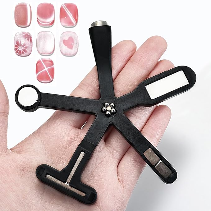 Dr.nail 6 in 1 Nail Magnet, Cat Eye Gel Nail Polish Magnet for Nails, Magnetic Nail Polish Gel Tools with Silicone Protective Case for 3D Nail Art Design Nail Salon or DIY