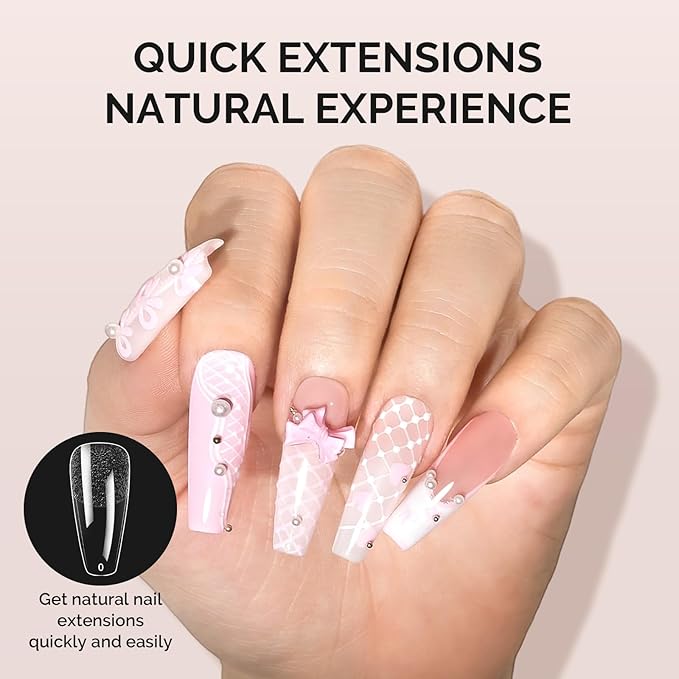 MelodySusie Long Coffin X Nail Tips - 600Pcs 15 Sizes Clear Acrylic, Half Matte Full Cover Press on Nails for DIY Extension & Salon Use, Pre-Shaped for Long-Lasting Manicure