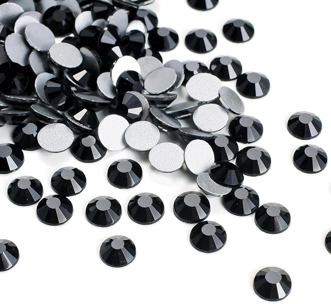 1440pcs Flat Back Rhinestones Glitter Round Crystal Gems Glass Rhinestones for Crafts Nail Art Clothes Shoes DIY Decorations, Black, SS16, 3.8-4.0mm