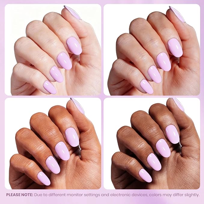 Beetles Lavender Gel Nail Polish - Souffle Purple Gel Nail Polish15ML/0.51Fl Oz, Same Color Same Bottle, Soak Off UV LED Lamp Pastel Nails Art, Long-Lasting Manicure Salon DIY Home Spring Nails