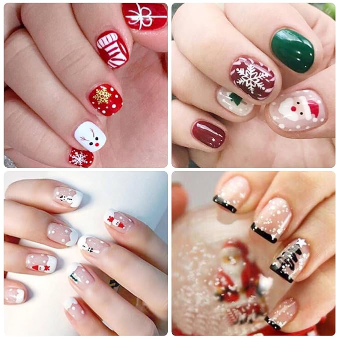 WOKOTO 20 Sheets Christmas Nail Stickers Stick On Nail Polish Strips For Christmas Day Winter Nail Art Polish Stickers Christmas Gel Nail Wraps Christmas Father Deer Tree Gel Nail Strips Stickers