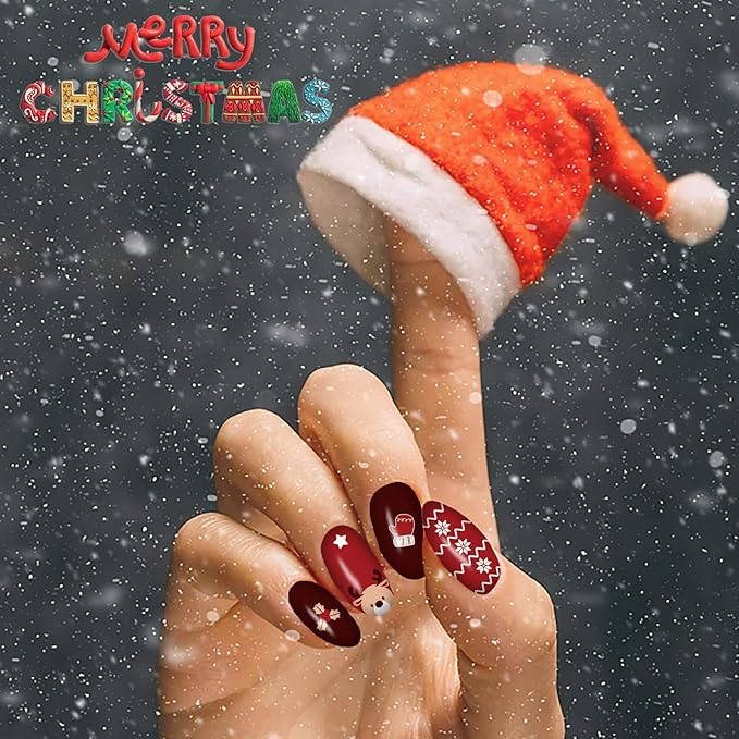 winthrop 16 Sheets Holiday Nail Wraps Stickers, Christmas Valentine's Day Seasonal Full Nail Polish Strips, DIY Self-Adhesive Winter Nail Art Decals with 2 Pcs Nail Files for Party Decor (224 Pieces)