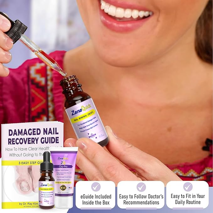ZanaQuick 2-Step Nail Renewal System - Extra Strength Nail Care Solution & Renewal Drops - Care Kit for Discolored, Brittle Nails