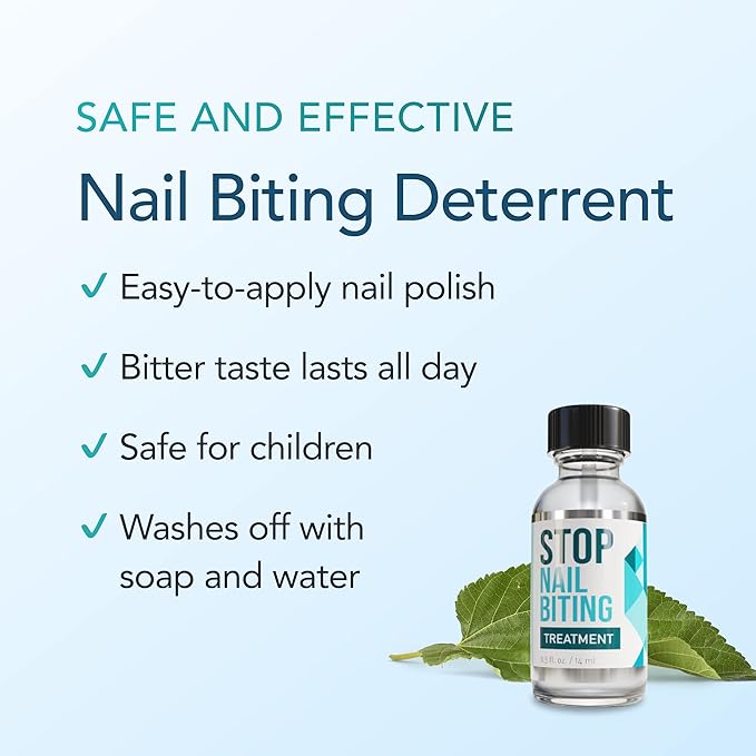 Stop Nail Biting Treatment for Kids, Clear Bitter Nail Polish to Gently Break the Habit, Safe & Comforting Nail Biting Prevention for Kids, Supports Healthy Nail Growth, 0.5 fl oz - Packaging May Vary