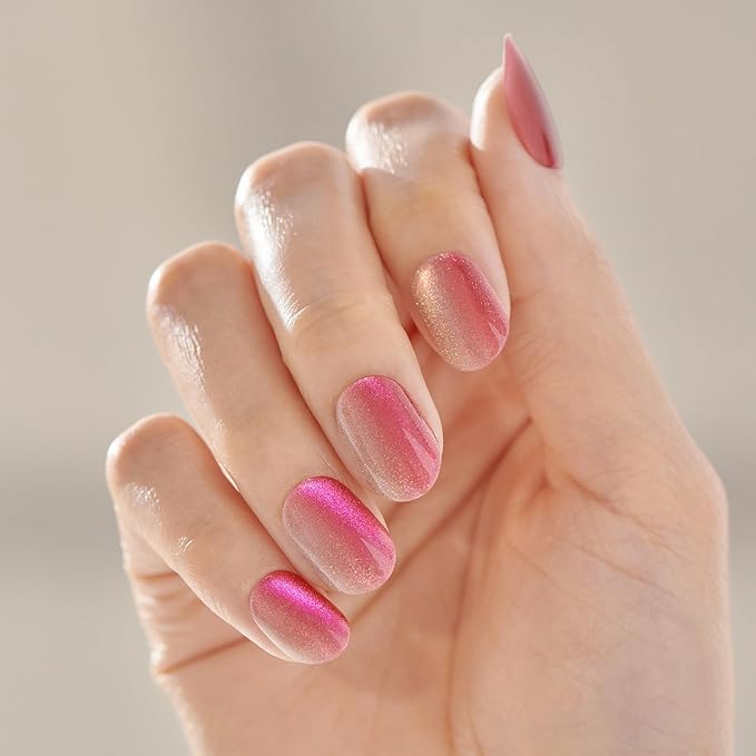 KISS imPRESS No Glue Mani Press On Nails, ColorFX, 'Walk Out', Pink, Short Size, Oval Shape, Includes 30 Nails, Prep Pad, Instructions Sheet, 1 Manicure Stick, 1 Mini File
