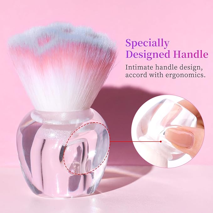 BQAN Nail Dust Brush Nail Art Dust Powder Remover Brush Nail Arts Dust Cleaner Brush Soft Kabuki Cleaner Brush for Makeup or Acrylic UV Gel Nail Arts (Pink-blue)