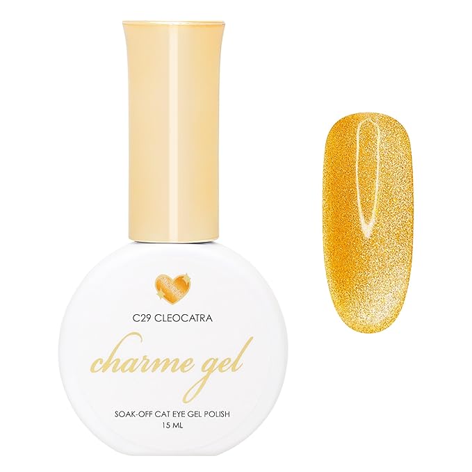 Daily Charme C29 Cleocatra Bright Velvet Cat Eye Magnetic Gel Nail Polish 15ml, Soak Off UV Led Gel Nail Polish (Golden Yellow)
