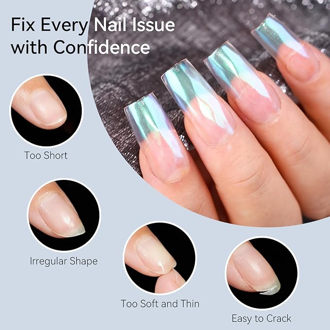 Makartt Medium Square Soft Gel Nail Tips: 120pcs 3D Diamond-Shaped Fake Nails Extension, 12 Sizes Full Cover Clear Press-On Tip, Natural Rhombus Lattice, Suit for Chrome Nail Powder