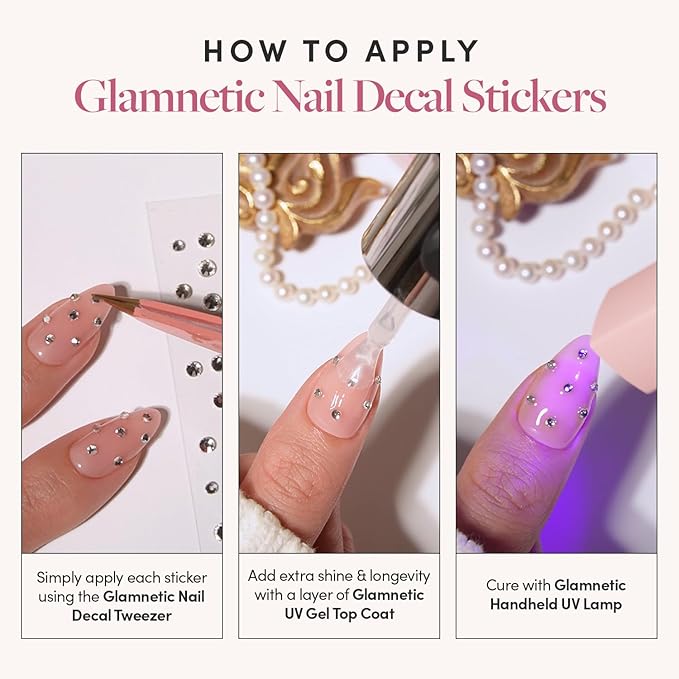 Glamnetic Nail Stickers for Nail Art - A Gem | 3D Gem Adhesive Nail Decals, Customizable | 120 Gems Per Sticker Sheet, 4 Sizes