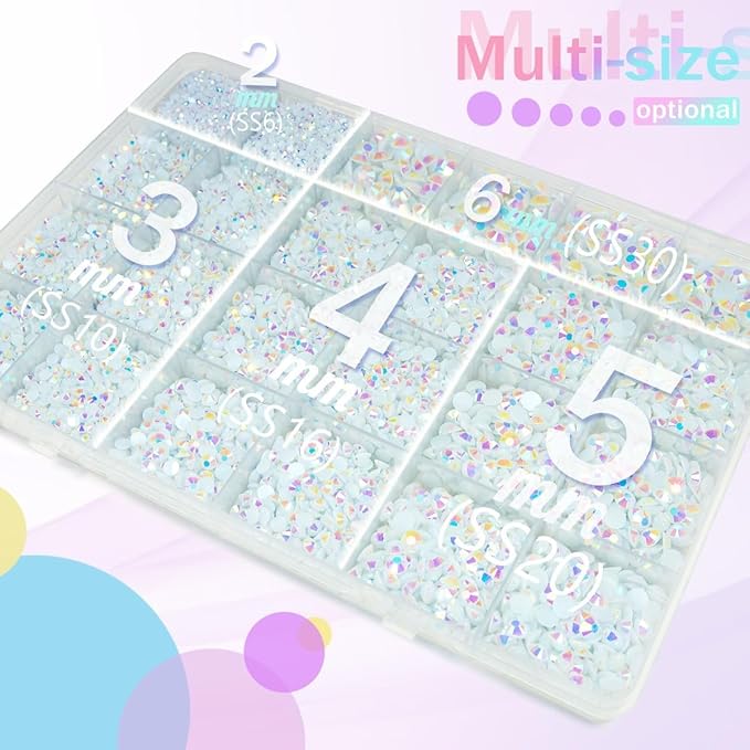 White AB Resin Rhinestones w B7000 Jewelry Glue for Bedazzling Crafting 2mm 3mm 4mm 5mm 6mm Flatback Jelly Stones Diamonds Gems Bedazzler Kit Charms for Nails Face Eyes Makeup Tumblers Crafts