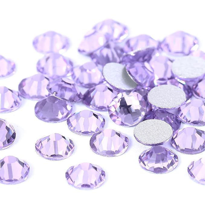 Novani Crystal Rhinestones, Flatback Loose Gemstones 1440pcs Glass Rhinestones for Clothes Shoes Crafts Makeup Nail Art and DIY Decorations(SS20, Lavender)