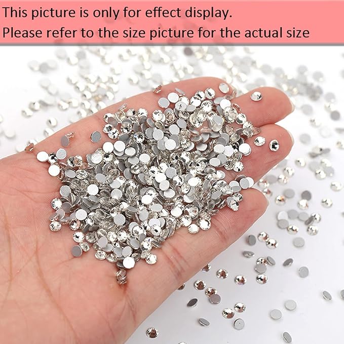Dowarm 1440 Pieces SS6 Flatback Rhinestones, 2MM Crystal Clear Rhinestones for Craft, Nails, Dance Costumes