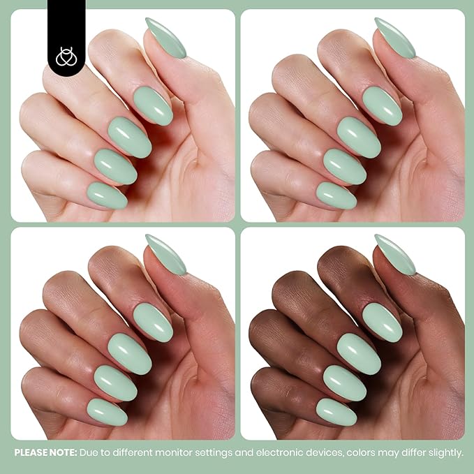 Beetles Sage Green Gel Polish - Misty Sage 15ML/0.51Fl Oz, Green Gel Nail Polish, Soak Off UV LED Lamp Pastel Nails Art, Long-Lasting Manicure Salon Home Easter Spring St Patricks Day Nails