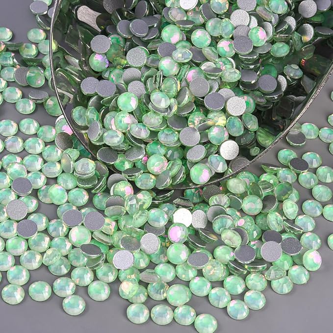 Blinginbox Rhinestones for Crafting,Flatback Rhinestones Glass Gems Stones Round Gemstones Non-Hotfix Crystal for Crafts Nail Decoration,Seafoam Green Opal(1.9-2.0mm) SS6/1440pcs