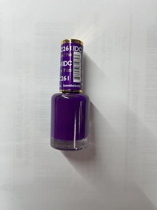 DND DC Gel Polish Set, Purple Collection, UV/LED Gel Polish and Air Dry Nail Lacquer, Matching Chip-Free Polish Duo, 261 Puzzled Purple, 0.5 Fl Oz