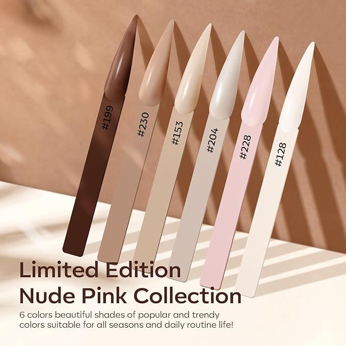 Modelones Nude Acrylic Powder 6 Colors Acrylic Nail Powder Kit Chocolate Brown Latte Soft Tones Cover Powder for Nail Art Extension No Nail Lamp Needed