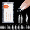 modelones Pointed Almond Nail Tips, Medium Pre-shaped Soft Gel Tips Fake Nails False Acrylic Clear Full Cover Press on Extension Gel Kit Manicure DIY at Home 216PCS 12Sizes