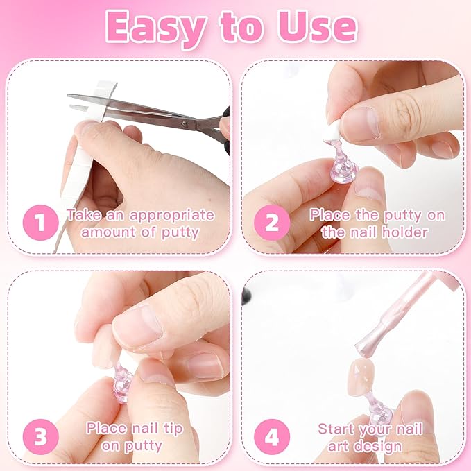 Nail Stand Nail Holder for Painting Nails 2 Sets Press on Nails Stand Display with 96 Pcs Reusable Adhesive Putty Clay Magnetic Acrylic Nailss Art Tools Accessories for Home DIY Salon Supplies Purple
