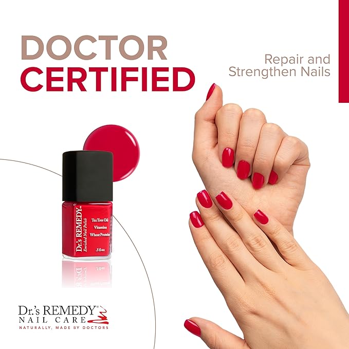 Dr’s Remedy Enriched Nail Polish: Non Toxic, All Natural, and Organic - Doctor Formulated: Strengthens, Restores, Heals, and Protects '24-Free' - CLARITY Coral Red