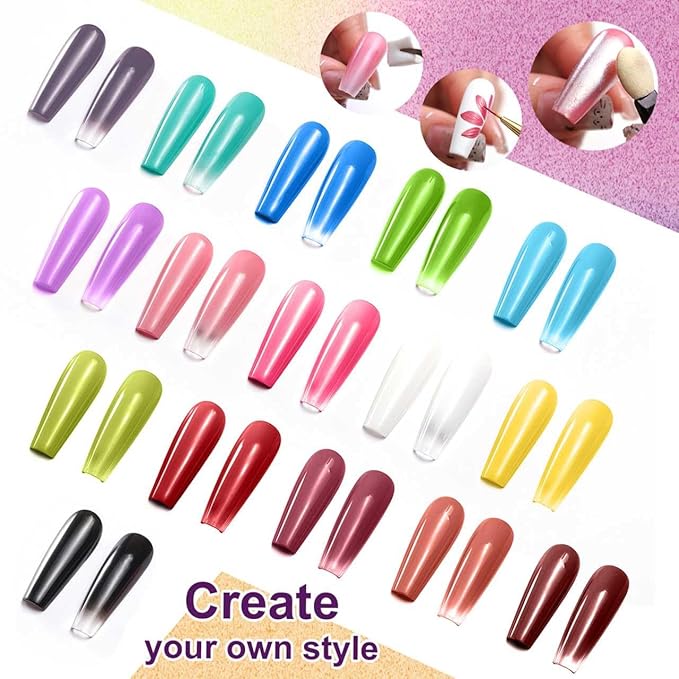 Gradient Painting Gel, 16 Bright and Dark Colors Ombre Gel Nail Polish for Pigment Pat Pink Blue Brown Aura Nails, French Manicure DIY Nail Art Long-lasting No-wipe Palette Daily Life