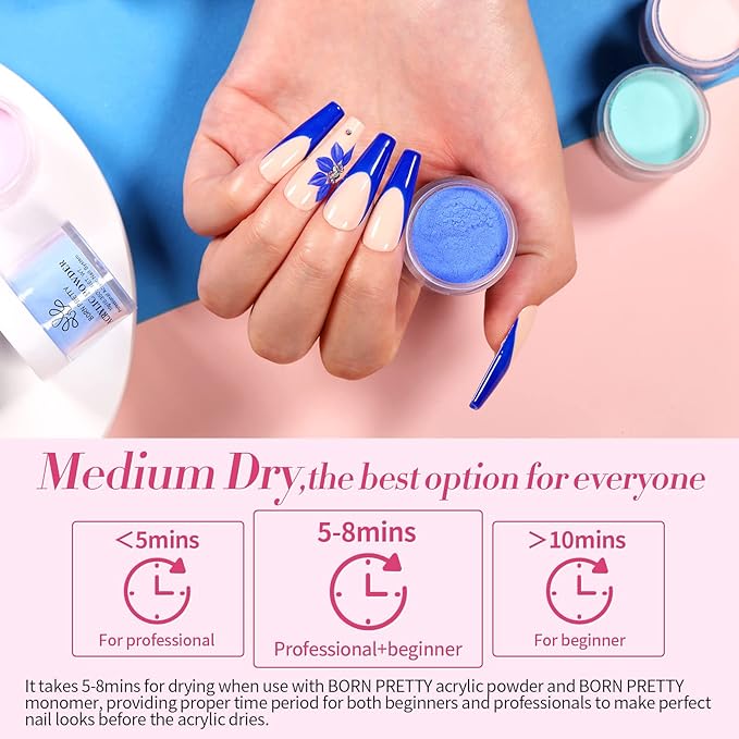 BORN PRETTY Acrylic Powder Set-24 Colors Acrylic Nail Powder Set All Seasons Colors Pigmented Powders for French Nail Extension Valentines Day Gifts for Women Home DIY & Salon No Lamp Needed