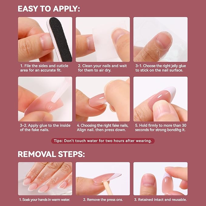 Red French Press on Nails Short Almond-Solid Red Nails with Glossy French Tip in a Matte Finish, Soft Gel Reusable Fall Fake Nails Winter Burgundy Stick on Nails for Women Gift, 32PCS 16 Sizes