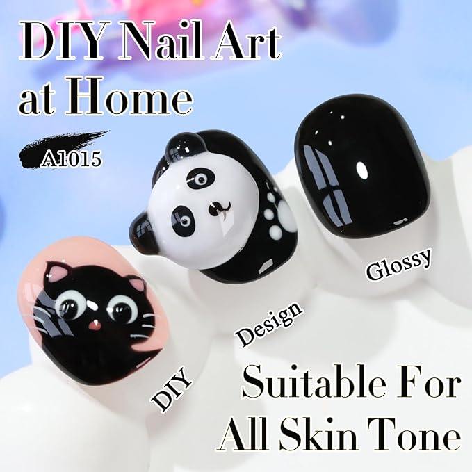 Double Rhythm 0.50 OZ Gel Polish Hema Free Same Color Same Bottle Golden Round Translucent Neutral Natural Milky 15 ML Jelly UV Polish Art DIY at Home (Black-C1015)