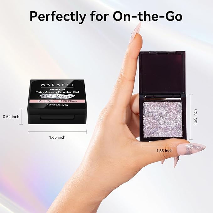 Makartt 3D Nail Gel Sculpting Gel: Argent Mystique Glitter Silver No Wipe UV Nail Gels for Nails Design, 5g Fairy Aurora Powder Gels, Glitter Mermaid 3D Nails Charms