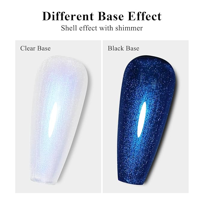 Imtiti Pearl Nail Polish, 0.5 Fl Oz Blue Transparent Shell Shimmer Nail Gel Polish Mermaid Nail Drawing Gel Polish Iridescent Pearlescent Spring Summer Nail Polish Soak Off Led UV