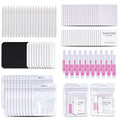Press On Nail Tool Kit with Everything, Bebbtiy Nail Prep Tool Disposable Manicure Kit with Nail File, Nail Glue, Prep Pads, Adhesive Nail Tabs,Wood Stick, Packaging Bag (20pcs-white)