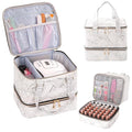 Nail Polish Organizer Bag Double Layers Nail Polish Storage Case Holds 42 Bottles & 1 Nail Lamp Gel Carrying Case Bag Manicure Supplies Organizers (Marbling)