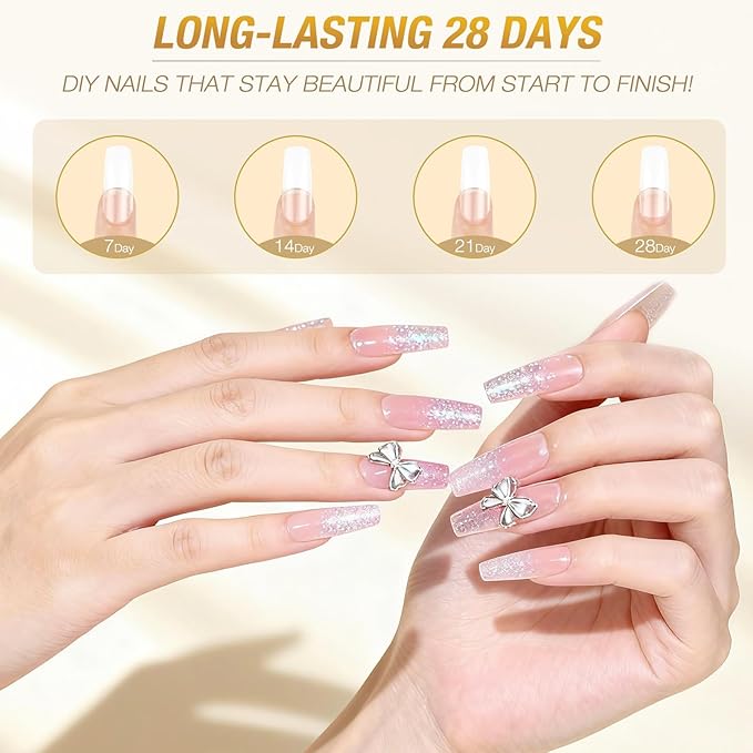 Clear Acrylic Nail Kit - Quick Dry Long Lasting Acrylic Powder & Liquid Set with Kolinsky Brush, Nail Forms for Home DIY & Salon Professional Use