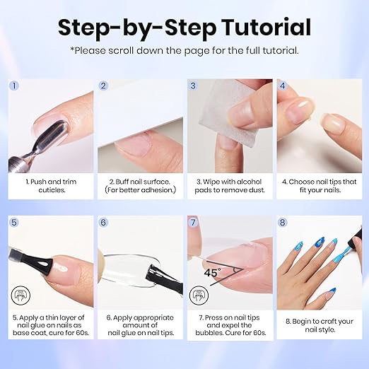 Beetles 2Pcs 15ml Gel Nail Glue for Acrylic Nail Tips, UV Nail Glue for Clear Press-On Nails, Clear Self-Leveling Nail Extension Gel, Low-Odor Formula, Long-Lasting Wear for DIY & Salon Use