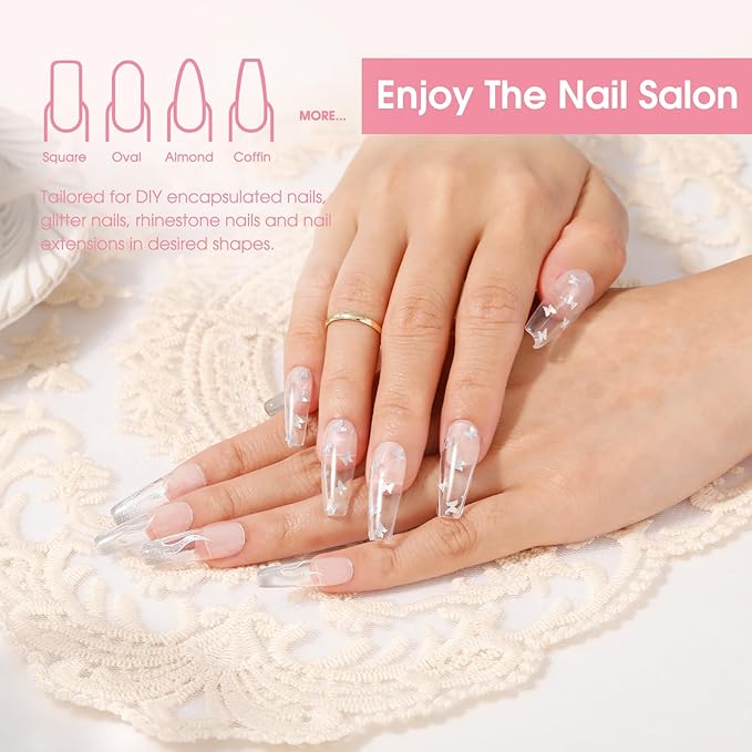 ROSALIND Clear&Deep Nude Extension Gel, 2 PCS 30ml Deep Nude Pink & Clear Poly Nail Gel Kit with UV Lamp