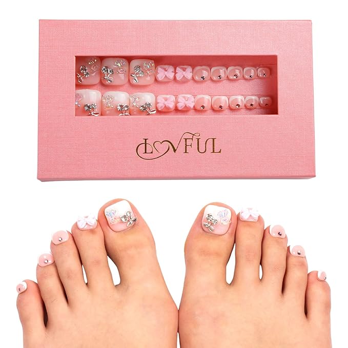 LOVFUL Handmade Acrylic Press on Toenails Gummy Bear | Salon Quality 20 PCS Free Size Toe Nails | Reusable Fake Nails for Toe | T26