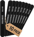 Professional Nail Files 10 Pack Double Sided 100/180 Grit Washable Buffer File