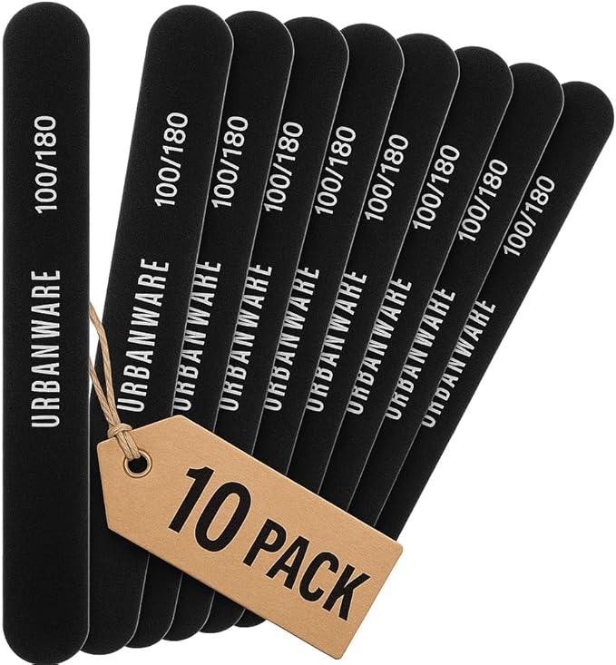 Professional Nail Files 10 Pack Double Sided 100/180 Grit Washable Buffer File
