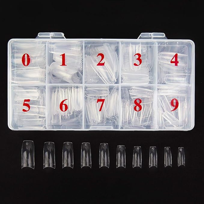 Acrylic Nail Tips Clear 500Pcs French Artificial False Tip for Manicure Nails Art Salons & Home DIY