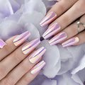 Hypnaughty 24 Pcs Party Star Chrome Coffin Medium Long Press On Nails and Glue Reflective Mirror False Nails (Party Star)