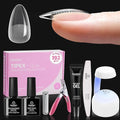 Beetles Tipex Lite Apex Nail Tips Kit, Almond Short, 192pcs 16 Sizes, with UV Nail Glue, Base & Top Coat, Mini Nail Lamp, Nail Clipper & Cuticle Nipper,Pre-Building Pre-Etched Acrylic Tips Kit