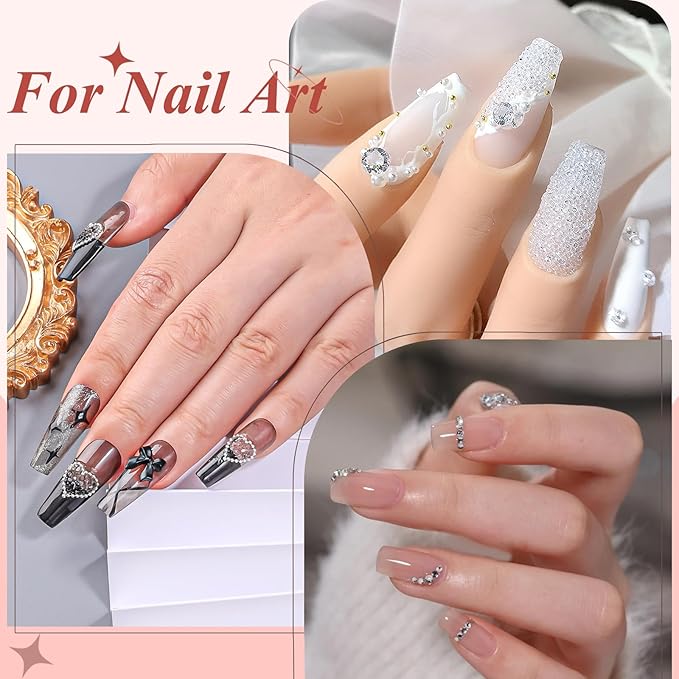 6800Pcs White AB Resin Rhinestones, 1.5mm 2mm 3mm Pointed Bottom Crystals Stones Diamonds Nail Gems Bedazzler Kit with Pickup Tools for Nails Face Eyes Makeup Tumblers Crafts (25-K1-pointed-white)
