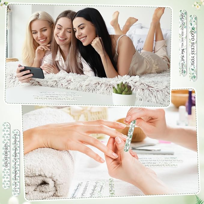 60 Pack Christian Wedding Gifts for Women Bible Verse Eucalyptus Nail Files Bulk Church Scripture Emery Boards Religious Gift for Wedding Bridal Shower Gift Supplies