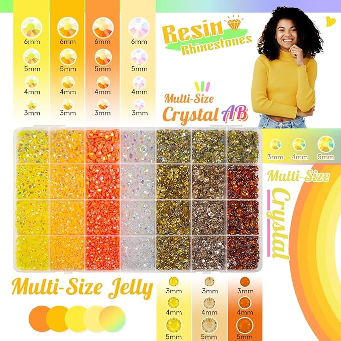 qiiipi 2 Big Boxes Yellow Resin Pearls and Rhinestones w B7000 Glue for Bedazzling Crafting Flatback Stones Gems Diamonds Half Pearls Bedazzler Kit for Nails Eyes Face Makeup Tumblers Bottles Crafts﻿