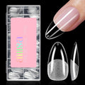 AILLSA Medium Almond Shaped Nail Tips - 15 Sizes 120pcs Acrylic Nails Tip Full Cover Half Matte Nails Tips Press on Nails for DIY Home Salon