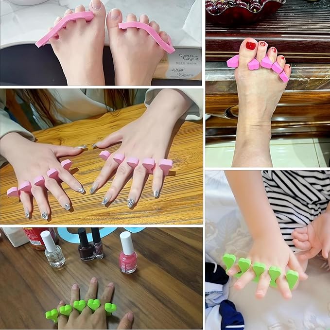 48pcs Sponge Toe Separators Pedicure Set for Nail Polish- Premium Nail Art Painting and Polishing Tool Kit, 6 Funy Color