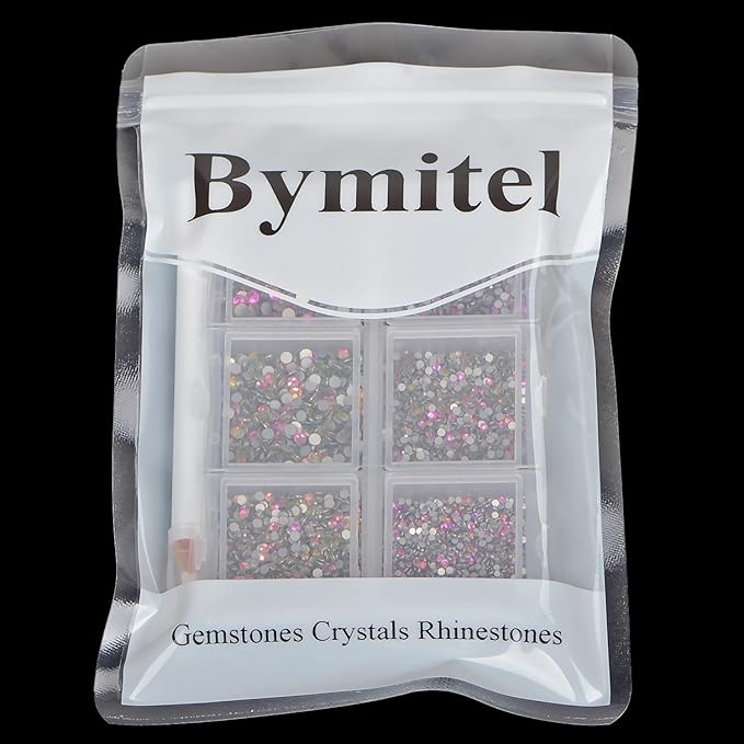 7200PCS Art Nail Rhinestones Non Hotfix Non-Magnetic Glue Fix Round Crystals Glass Flatback for DIY Jewelry Making with one Picking Pen (6-Sizes 7200PCS, Golden Rose)