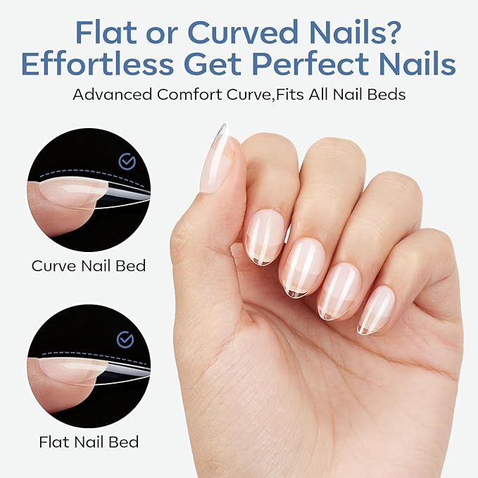modelones Extra Short Almond Gel Nail Tips, 360pcs Pre-etched Clear Fake Nails Press On Full Cover Half Matte 15 Sizes Acrylic Gel Tips for Extension Salon