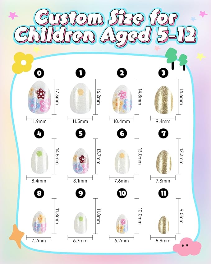 Press on Nails for Kids,tween Girls Trendy Stuff Fake Nails Kit,Pre-glue Glitter Stick on Nails for Kids 6,7,8,9,10-12 years old, Great for Girl Birthday Gifts,Parties&Makeovers Decoration